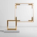 Candeeiro de mesa LED em latão com base em mármore Made in Italy - Quizza