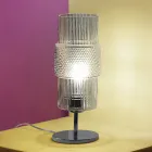 Candeeiro de mesa em vidro fundido à mão em Veneza e metal - Satomi Viadurini