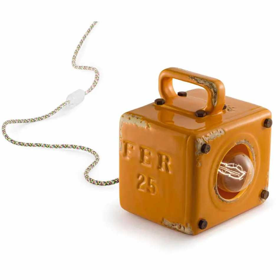 Candeeiro de mesa estilo industrial em cerâmica e ferro Valerie Viadurini