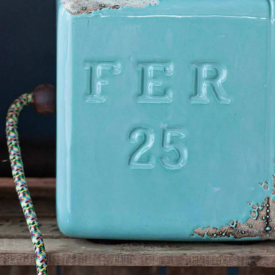 Candeeiro de mesa estilo industrial em cerâmica e ferro Valerie Viadurini