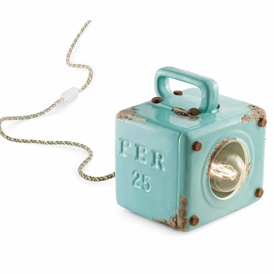 Candeeiro de mesa estilo industrial em cerâmica e ferro Valerie Viadurini