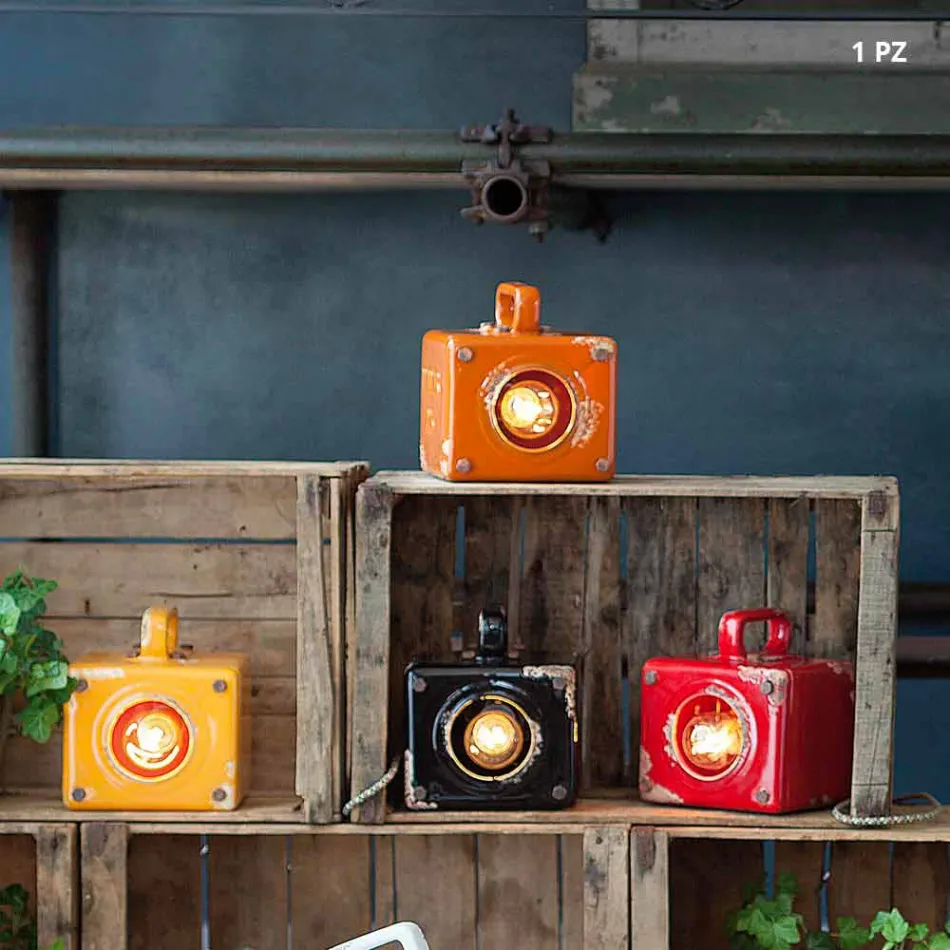 Candeeiro de mesa estilo industrial em cerâmica e ferro Valerie Viadurini