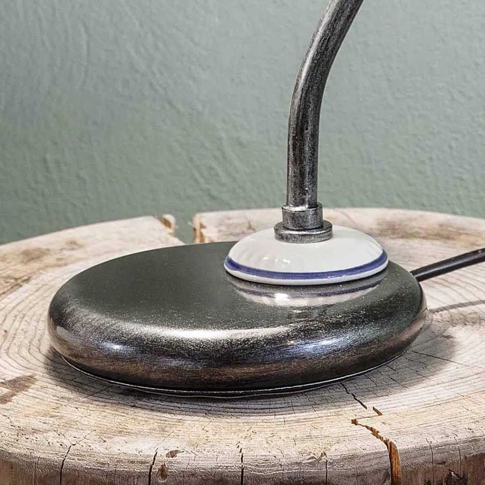 Candeeiro de Mesa Estilo Vintage em Cerâmica Pintada à Mão e Ferro - Asti Viadurini