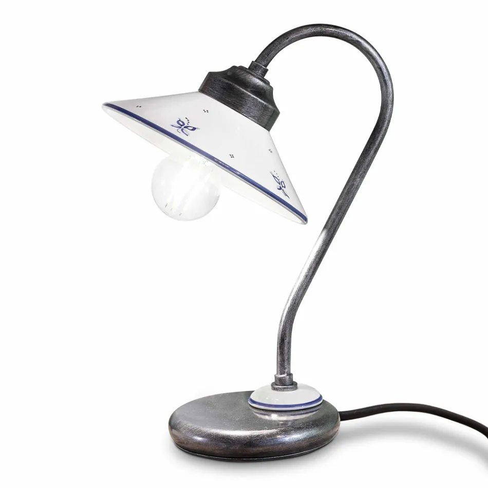 Candeeiro de Mesa Estilo Vintage em Cerâmica Pintada à Mão e Ferro - Asti Viadurini