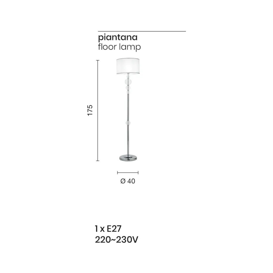 Candeeiro de pé clássico em vidro artesanal italiano e abajur - Memore Viadurini