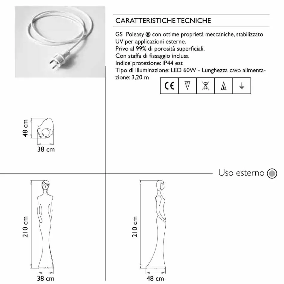 Candeeiro de pé com luz LED Design moderno para exteriores - Penelope by Myyour Viadurini