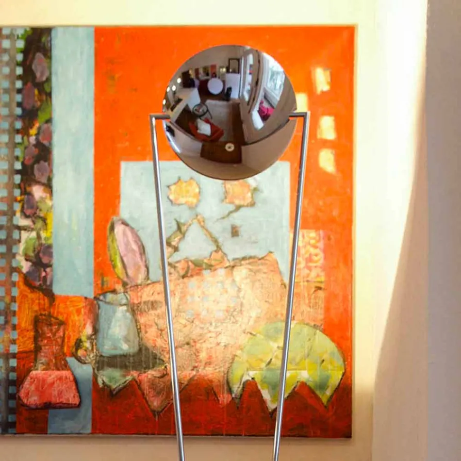 Candeeiro de pé com estrutura metálica e LED integrado Made in Italy - Rione Viadurini