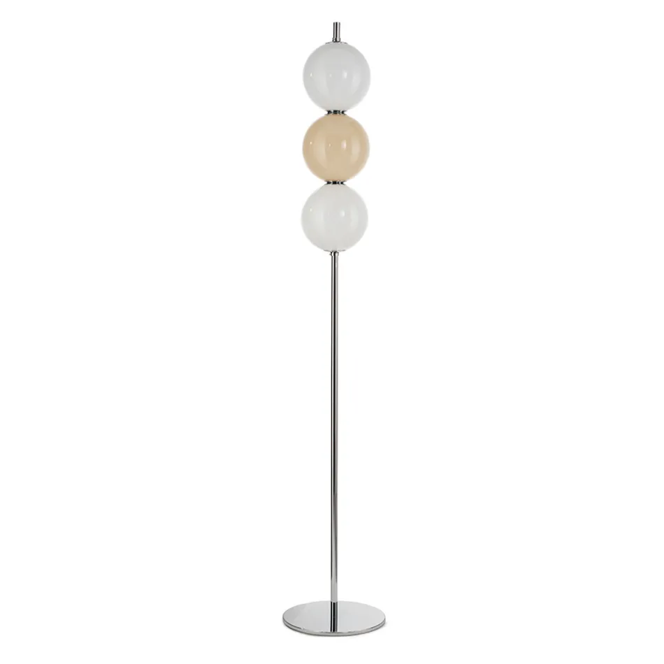 Lumira - Luminária de chão com três lâmpadas em vidro revestido, fabricada na Itália. Viadurini