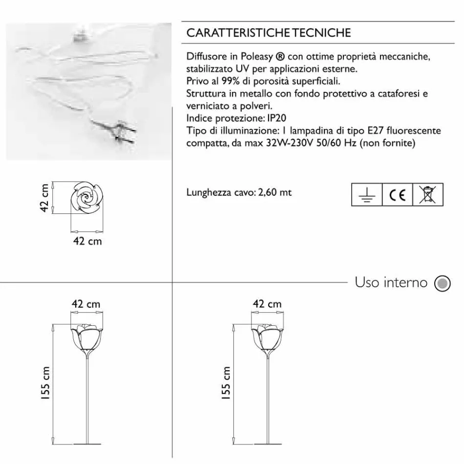 Candeeiro de pé com design de flores em plástico para interiores - Baby Love de Myyour Viadurini
