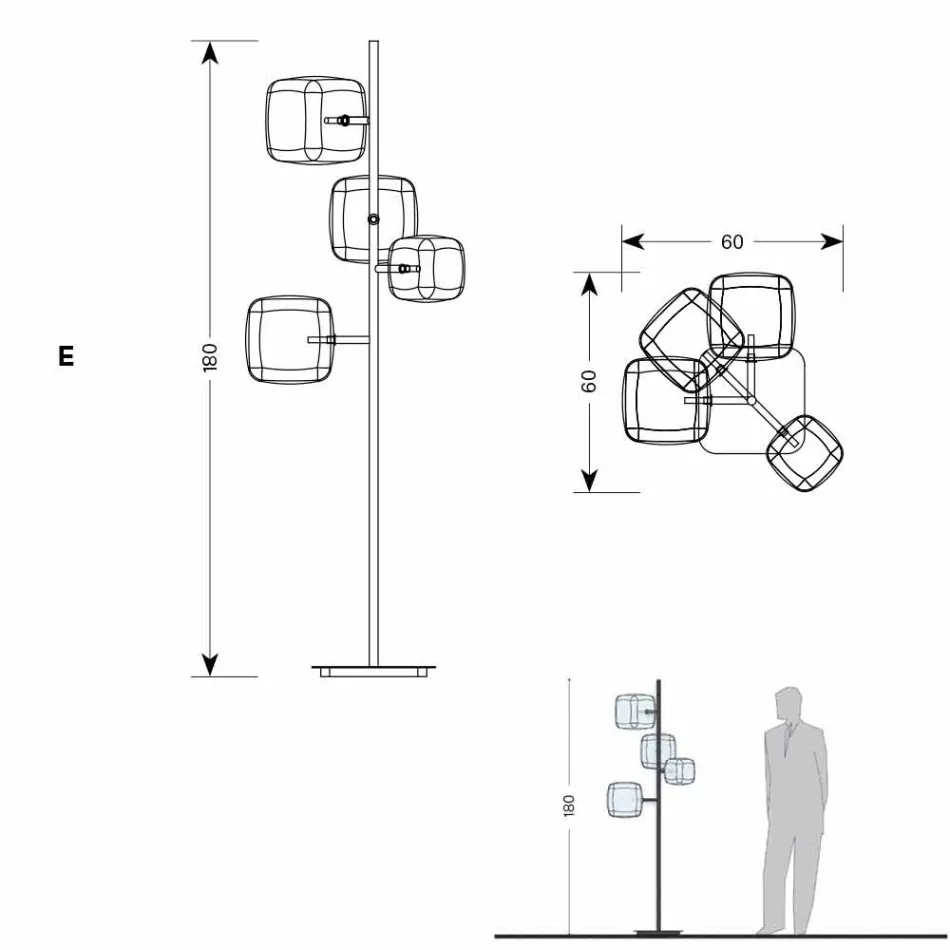 Candeeiro de pé de design com estrutura metálica brilhante Made in Italy - Donatina Viadurini