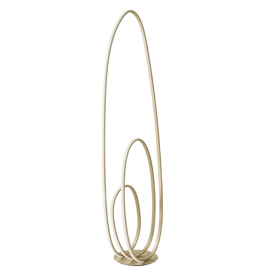 Candeeiro de pé de design em metal pintado com acabamento dourado com LED - Simea Viadurini