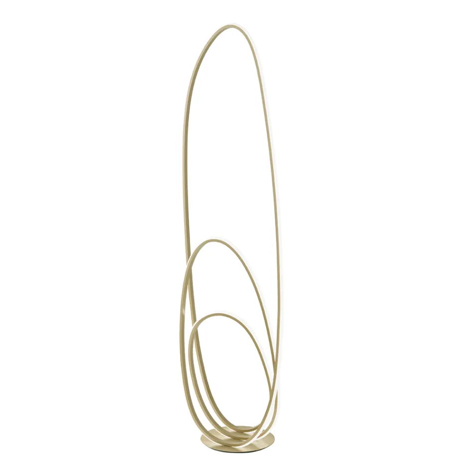 Candeeiro de pé de design em metal pintado com acabamento dourado com LED - Simea Viadurini