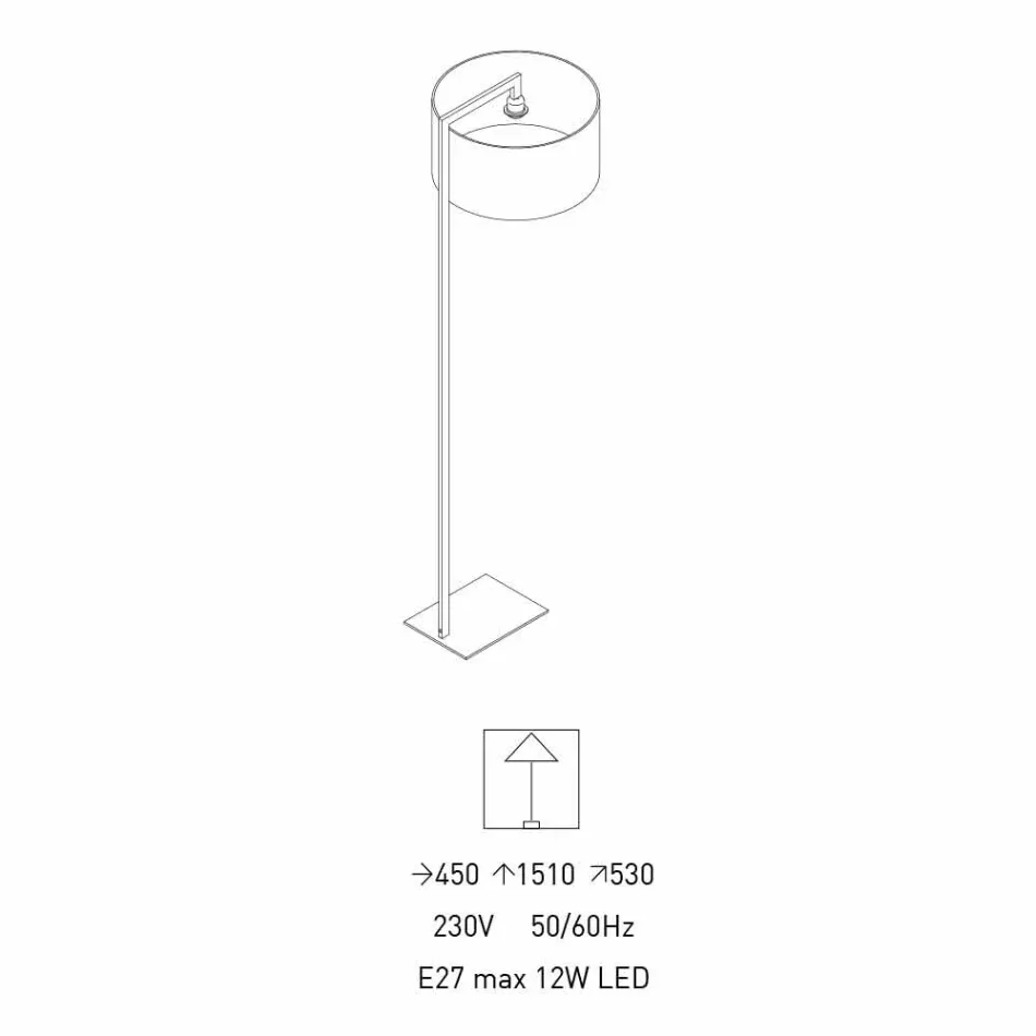 Candeeiro de pé de design em metal com abajur de linho Made in Italy - Bali Viadurini