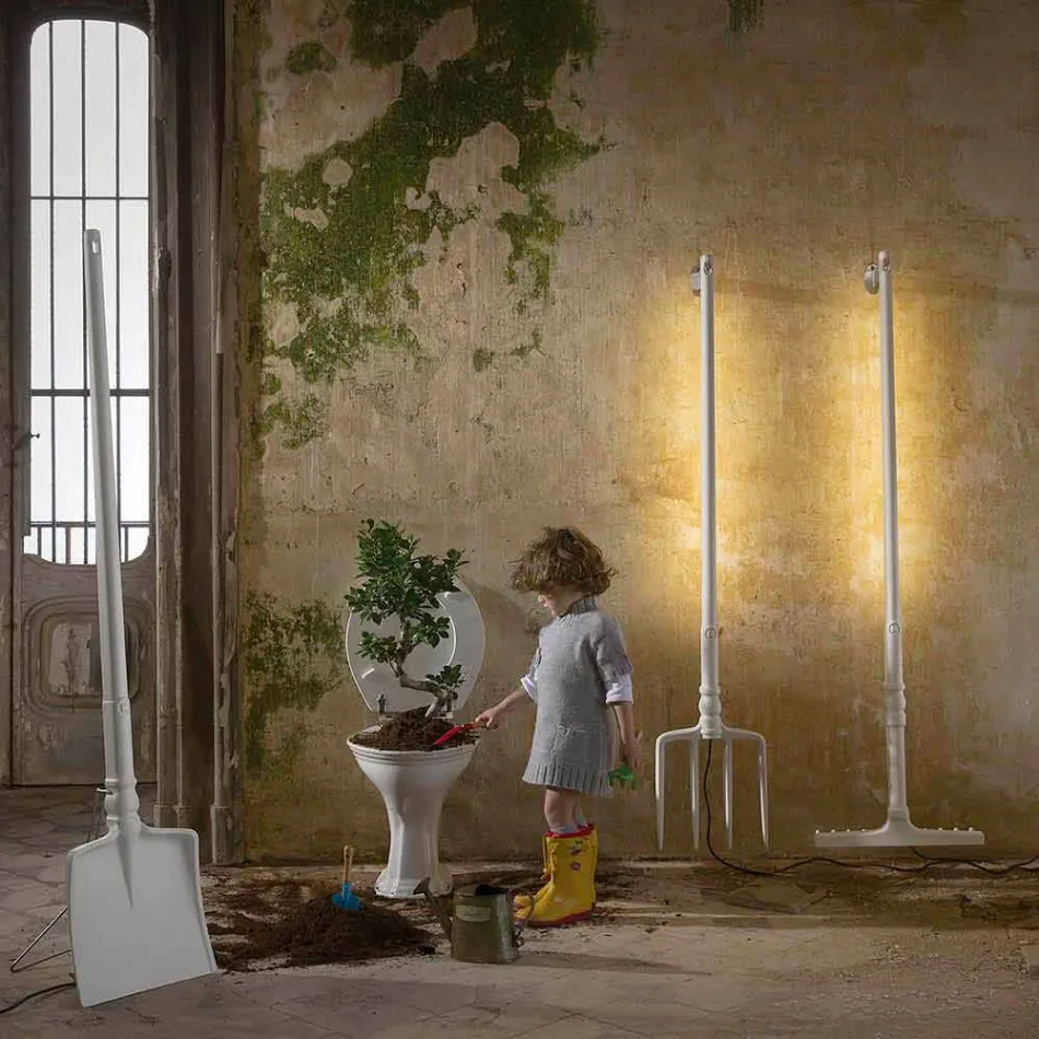 Candeeiro de pé para exterior em tecnopolímero branco, design de 3 formas - ferramentas Viadurini