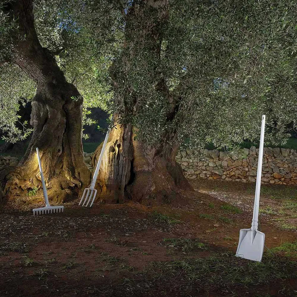 Candeeiro de pé para exterior em tecnopolímero branco, design de 3 formas - ferramentas Viadurini