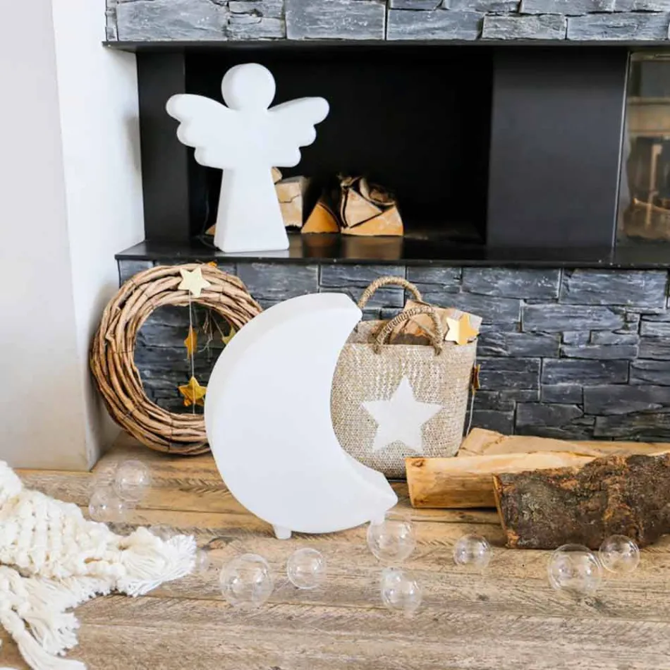 Candeeiro de pé em formato de lua em plástico 2 tamanhos Design moderno - Lunastar Viadurini