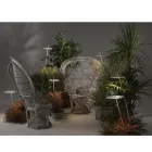 Candeeiro de pé de jardim com design branco de alumínio e folha de nenúfar - Cipriam Viadurini