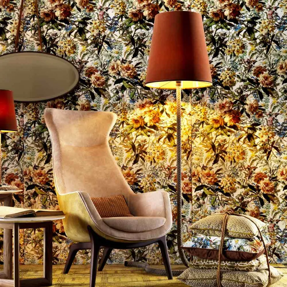 Luminária de piso de metal e tecido design Grilli Snake feita 100% na Itália Viadurini