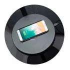 Candeeiro de pé em Black Metal e Rattan com Prateleira Made in Italy - Livia Viadurini