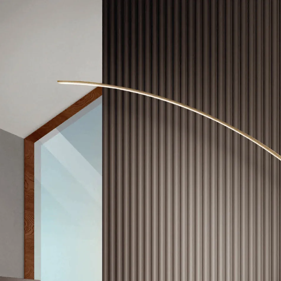 Luminária de Pé em Metal Pintado em Diferentes Cores e LED Regulável - Maple Viadurini