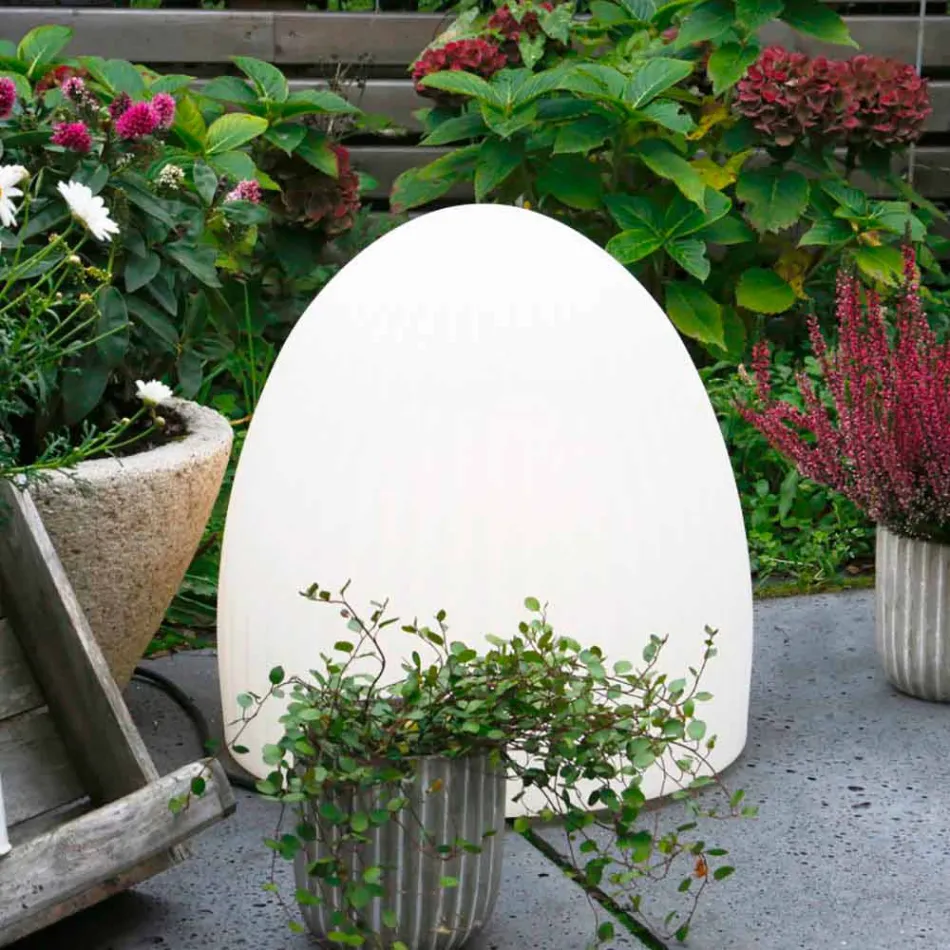 Candeeiro de pé em Plástico Branco com Design Led, Solar ou E27 - Massostar Viadurini