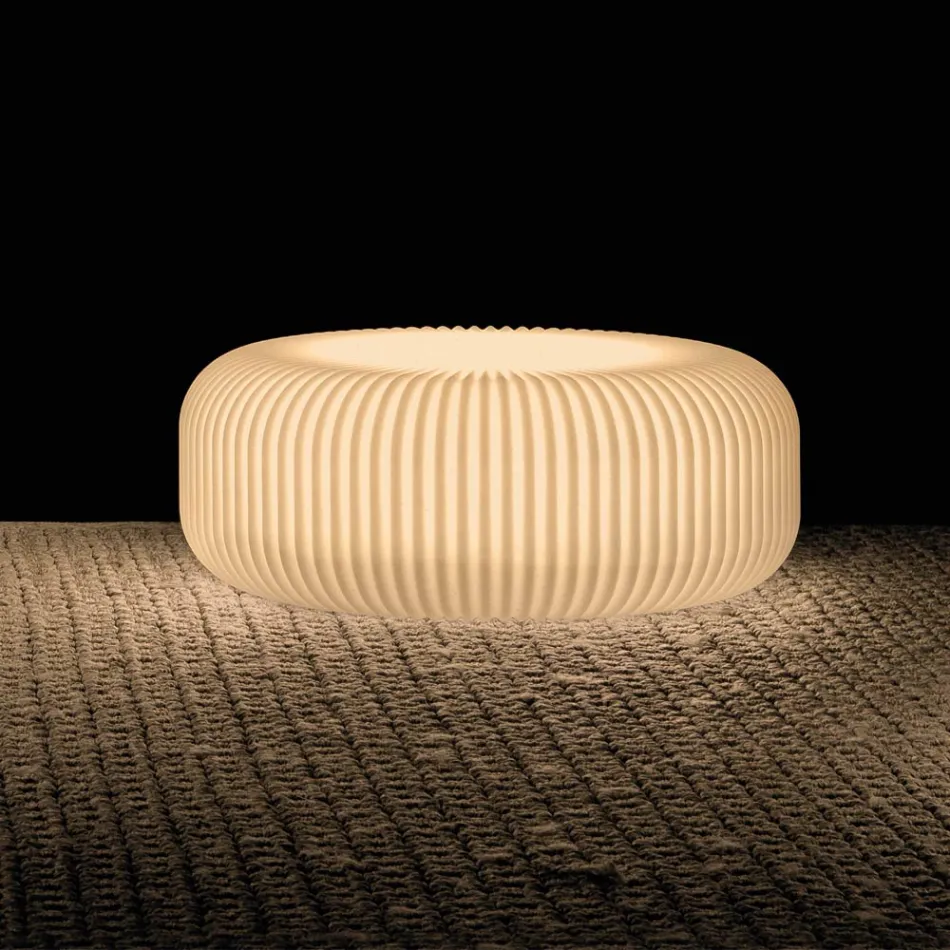 Luminária de chão externa em polietileno alabastro, fabricada na Itália - Disco Viadurini
