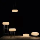 Luminária de chão externa em polietileno alabastro, fabricada na Itália - Disco Viadurini