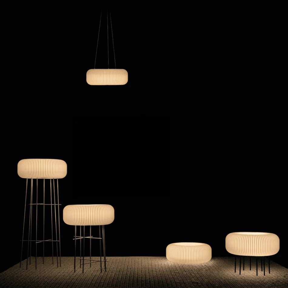 Luminária de chão externa em polietileno alabastro, fabricada na Itália - Disco Viadurini