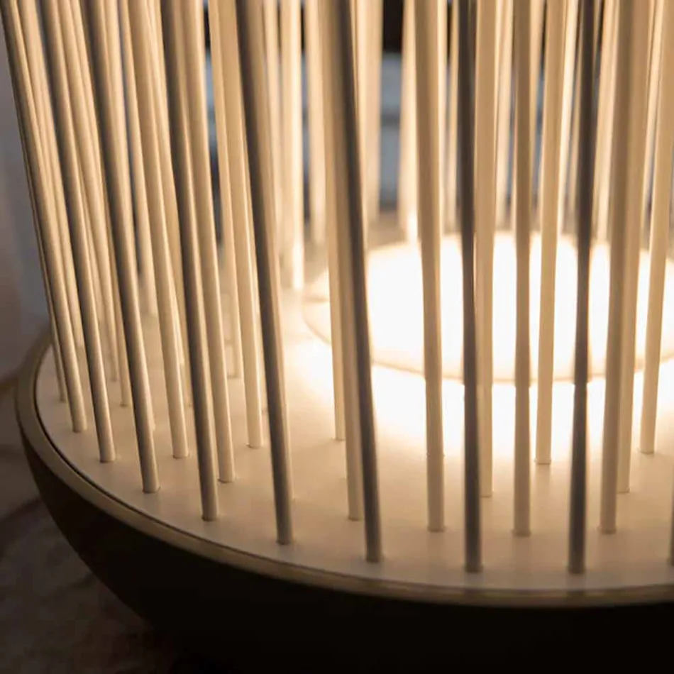 Candeeiro de pé LED em tecnopolímero cinzento e varetas de PVC brancas - Touch Viadurini