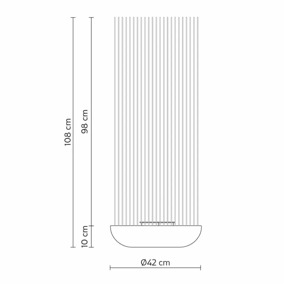 Candeeiro de pé LED em tecnopolímero cinzento e varetas de PVC brancas - Touch Viadurini