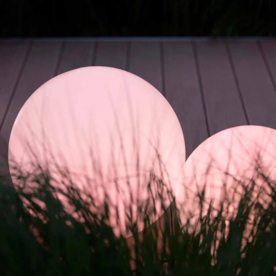 Candeeiro de pé LED multicolorido em plástico branco, design redondo - Globostar Viadurini