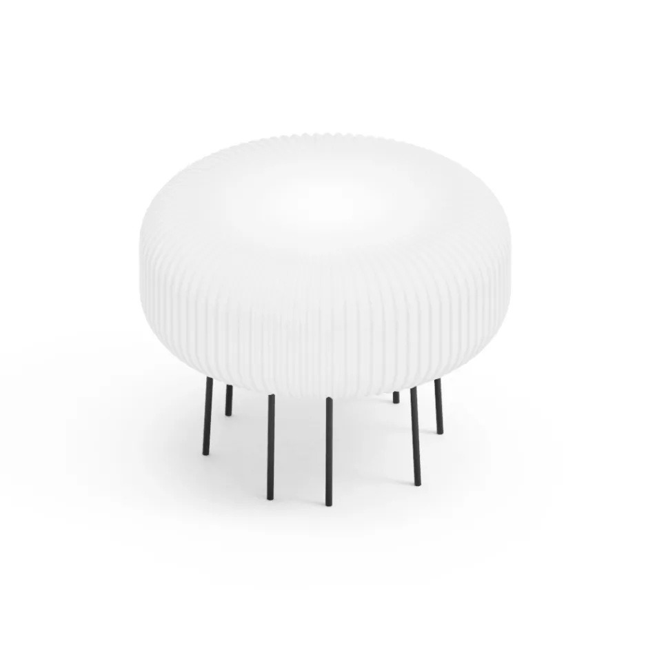 Luminária de chão Disco para exterior em polietileno branco, fabricada na Itália. Viadurini