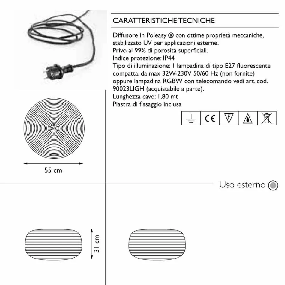 Candeeiro de pé para design exterior em 3 tamanhos, 2 peças - Pandora S by Myyour Viadurini