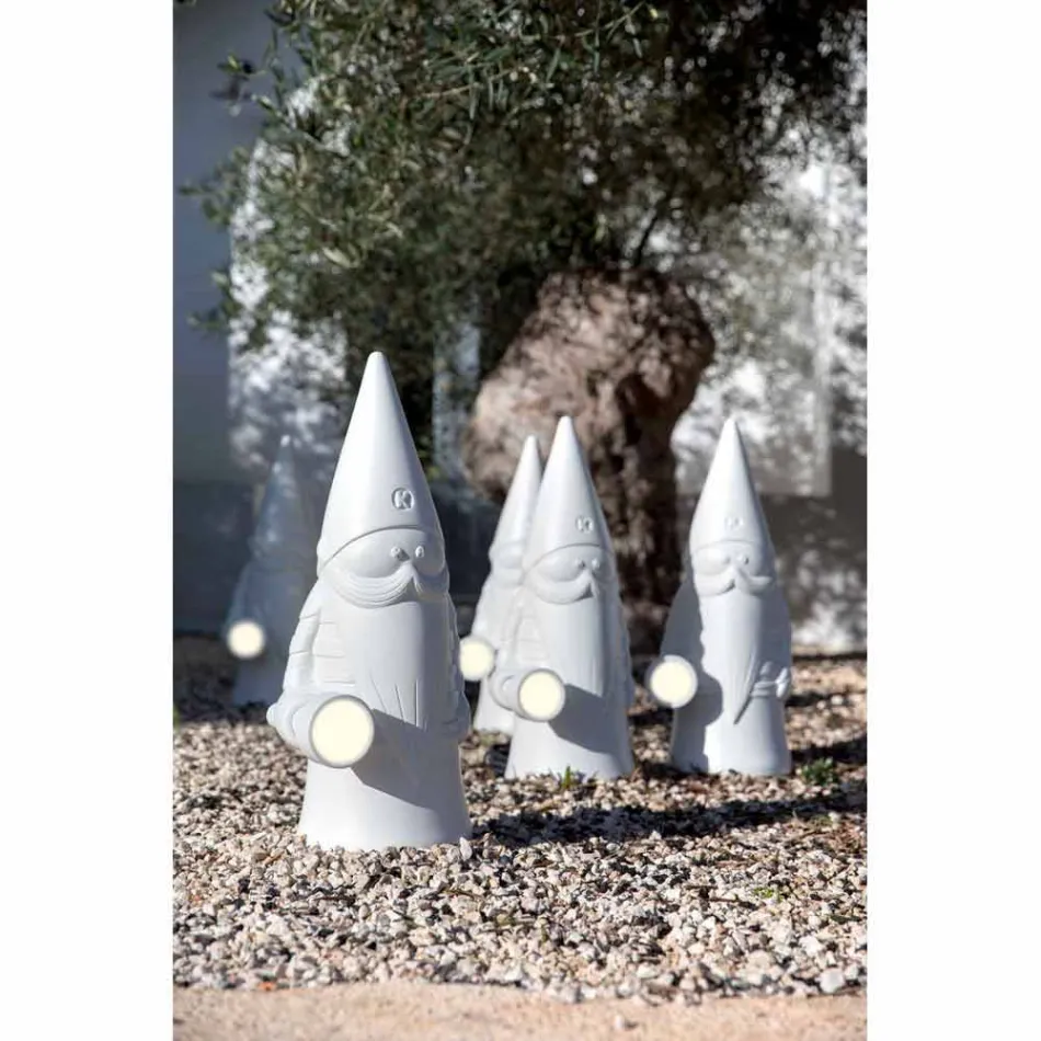 Candeeiro de pé led para exterior em tecnopolímero branco com design moderno - nano Viadurini