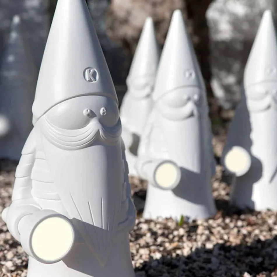 Candeeiro de pé led para exterior em tecnopolímero branco com design moderno - nano Viadurini