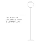 Luminária de chão Isotta em vidro branco moldado, fabricada na Itália. Viadurini