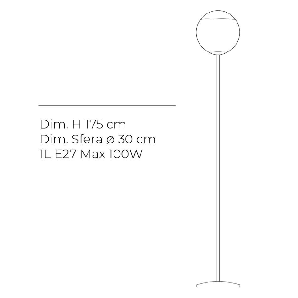 Luminária de chão Isotta em vidro branco moldado, fabricada na Itália. Viadurini