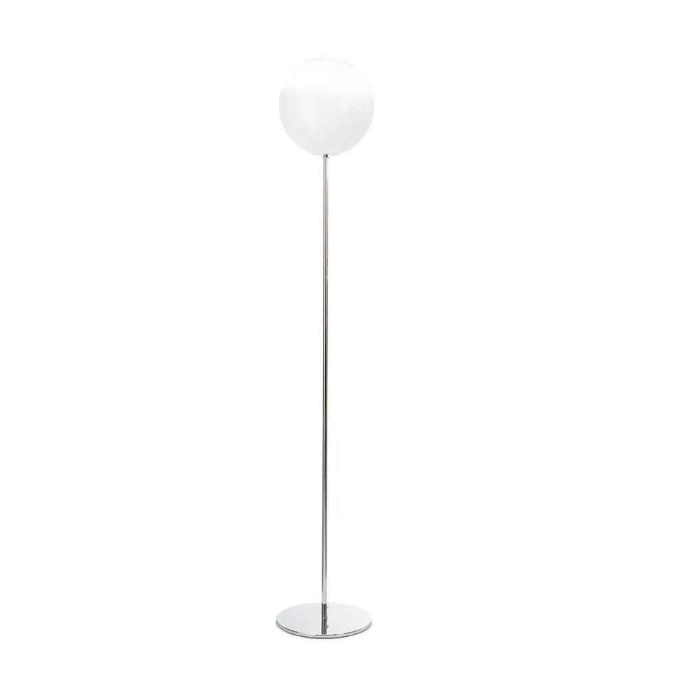 Luminária de chão Isotta em vidro branco moldado, fabricada na Itália. Viadurini
