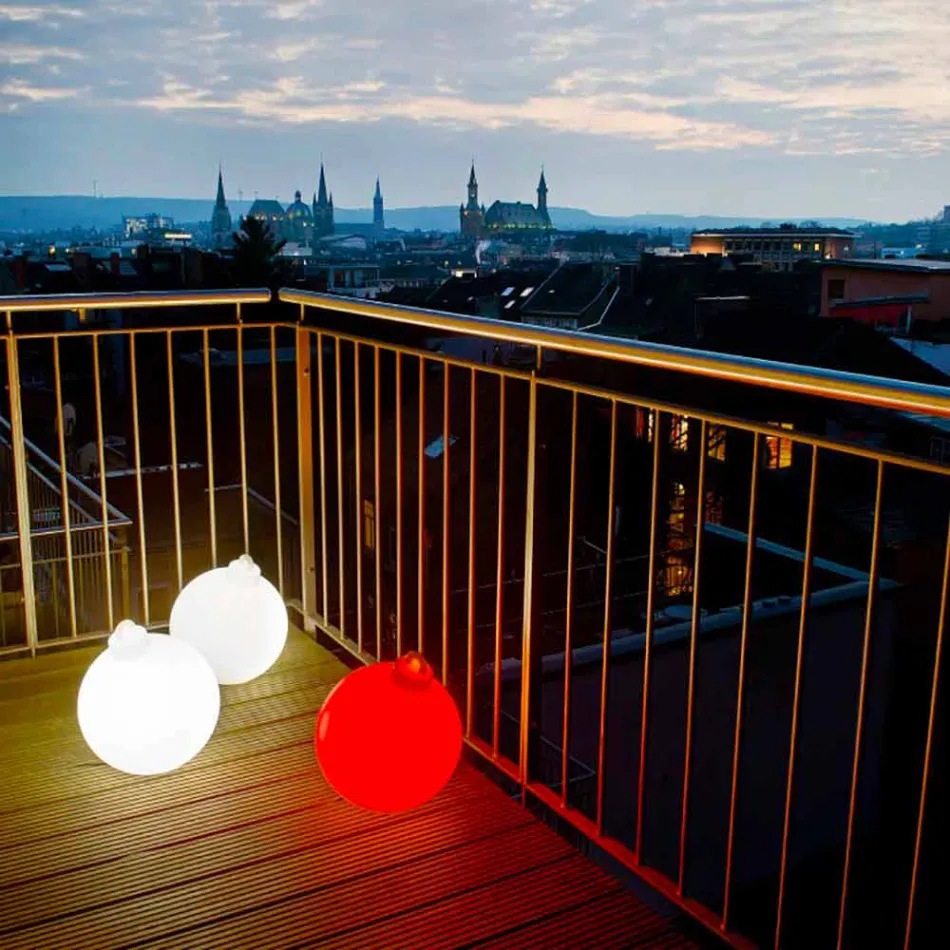 Lâmpada de decoração interna ou externa vermelha, bola de Natal branca - Pallastar Viadurini