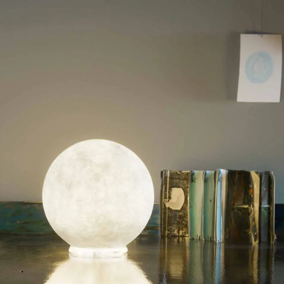 Candeeiro de mesa Design In-es.artdesign T.moon in white nebulite Viadurini