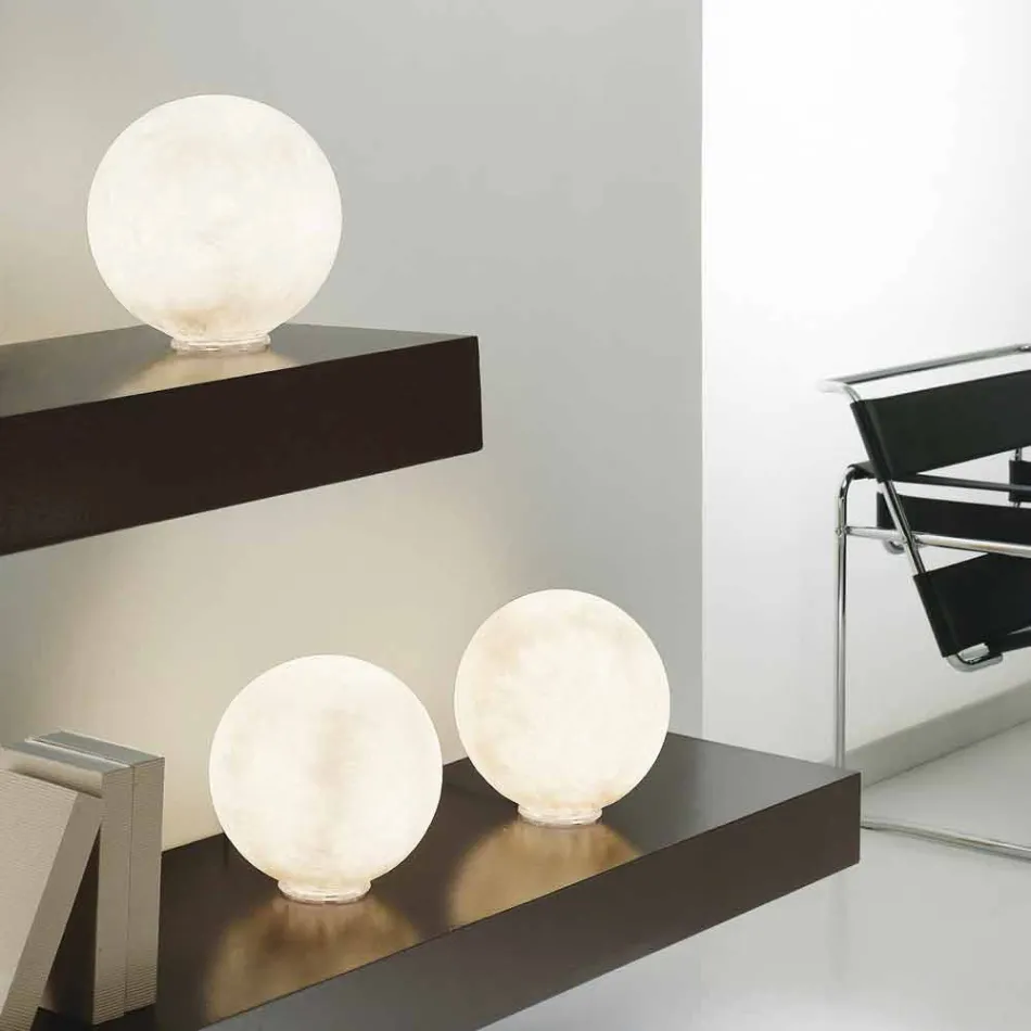 Candeeiro de mesa Design In-es.artdesign T.moon in white nebulite Viadurini