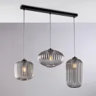 Luminária de mesa com 3 lâmpadas, design em metal e vidro preto - Tucana Viadurini