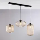 Luminária de mesa com 3 lâmpadas, design em metal e vidro preto - Tucana Viadurini