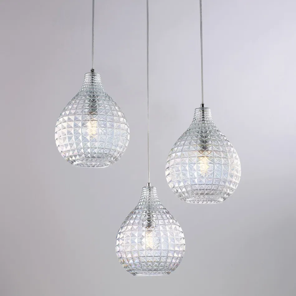 Luminária de design em vidro e metal, fabricada na Itália, para uma decoração elegante - Atlas Viadurini