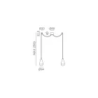 Candeeiro suspenso duplo em ferro e vidro fabricado na Itália - Nublado Viadurini