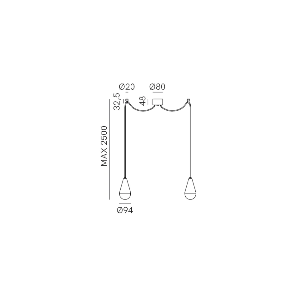 Candeeiro suspenso duplo em ferro e vidro fabricado na Itália - Nublado Viadurini