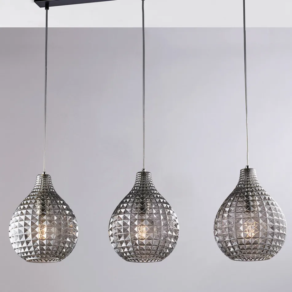 Luminária elegante em vidro e metal, fabricada na Itália para interiores sofisticados - Atlas Viadurini