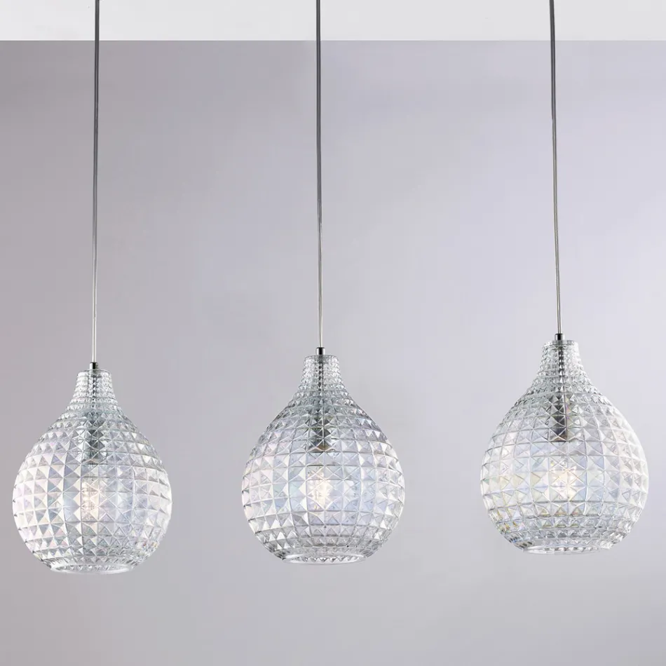 Luminária elegante em vidro e metal, fabricada na Itália para interiores sofisticados - Atlas Viadurini