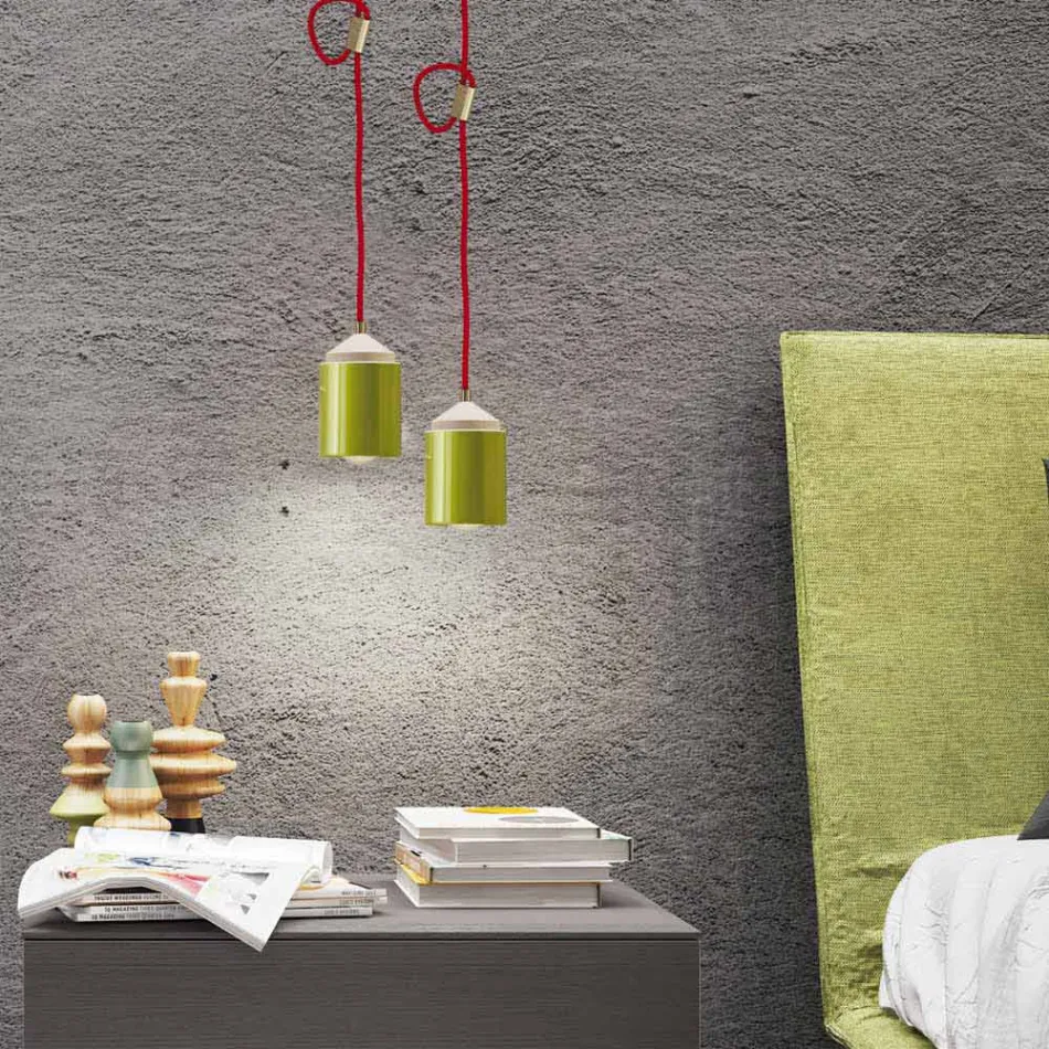 Lâmpada em madeira de faia e cerâmica suspensa feita na Itália Ásia Viadurini