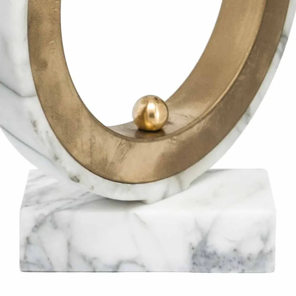 Candeeiro em Mármore Carrara Branco e Latão Fabricado na Itália 2 Dimensões - Nazife Viadurini